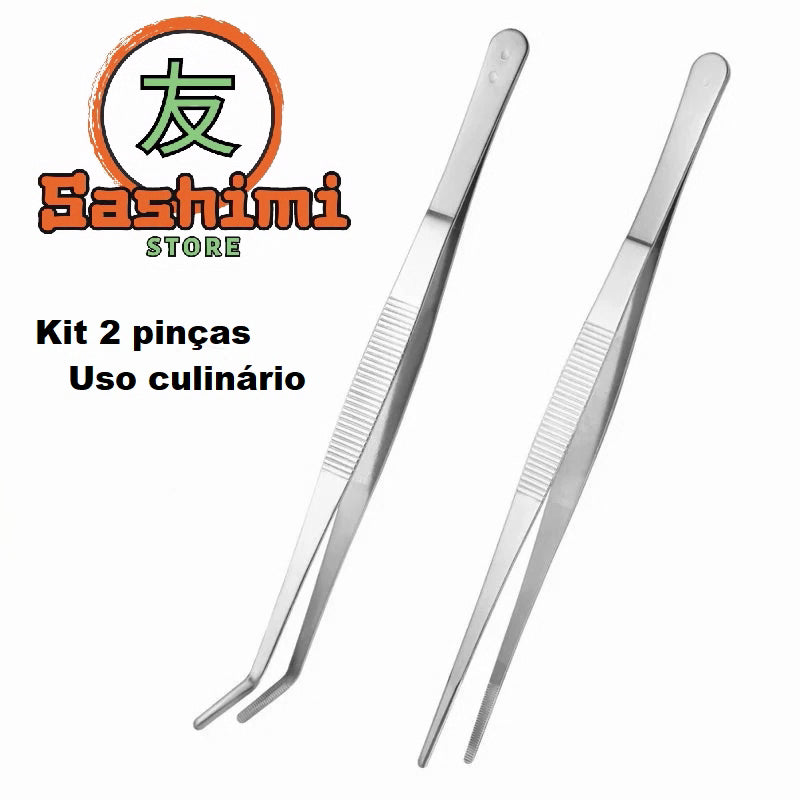 Kit pinças aço inox 2pçs