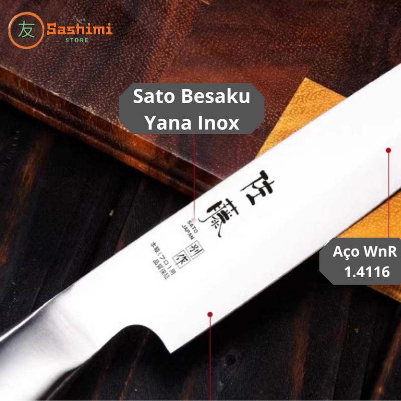 Faca Sato Besaku Yanagiba Inteiriça em Inox