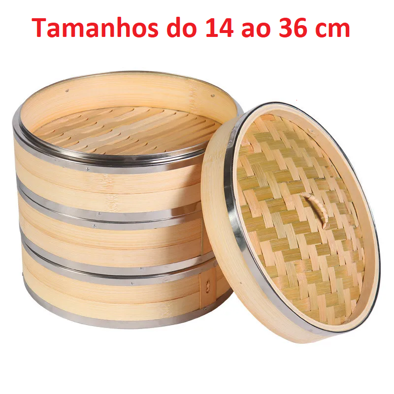 Basket's em bambu para cozer em vapor  (13 cm ~ 36 cm)